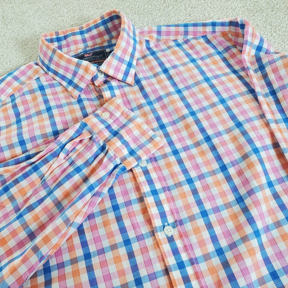 Vineyard Vines Cooper Plaid Button Up Shirt Size L Long Sleeve Classic Fit
